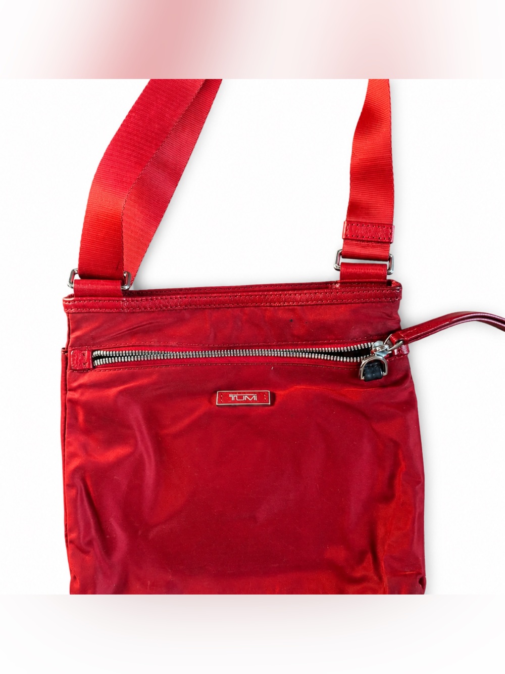Tumi Red Nylon Crossbody Bag tomato red traveler bag